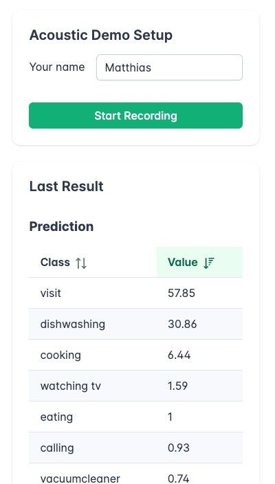 Demo interface